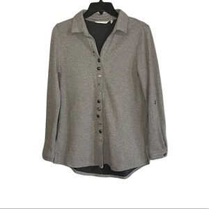 Soft Surroundings Gray Knit Button Front Shacket Size Small Neutral Minimalist
